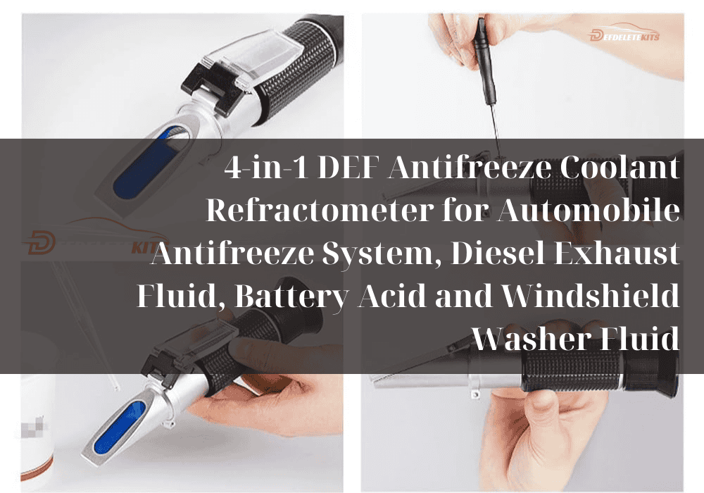 4-in-1 DEF Antifreeze Coolant Refractometer for Automobile Antifreeze System, Diesel Exhaust Fluid, Battery Acid and Windshield Washer Fluid