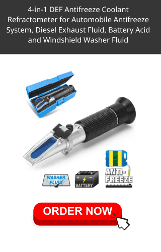 4-in-1 DEF Antifreeze Coolant Refractometer for Automobile Antifreeze System, Diesel Exhaust Fluid, Battery Acid and Windshield Washer Fluid 1